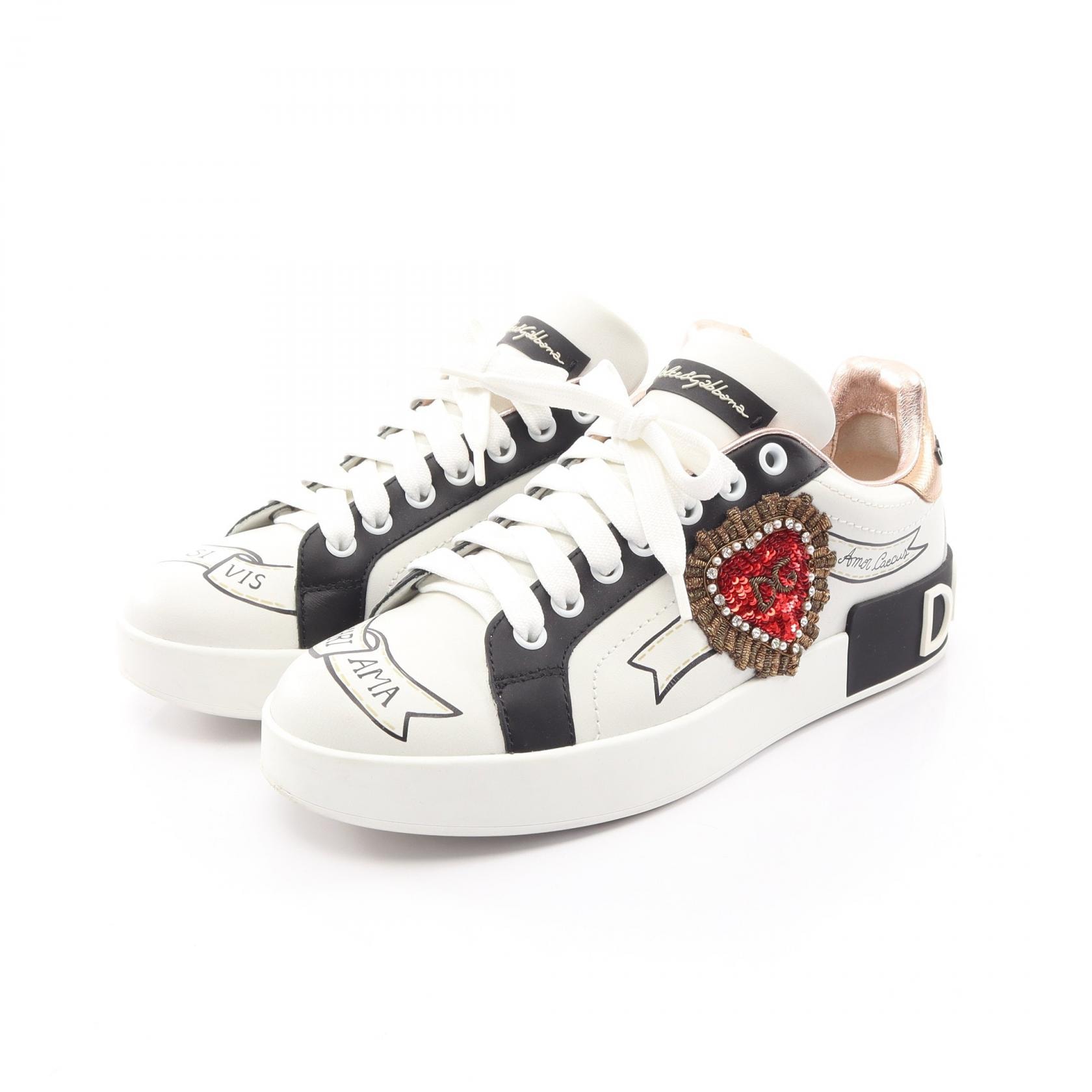 ドルチェアンドガッバーナ DOLCE & GABBANA ポルトフィーノ スニーカー 靴 レザー レディース ホワイト系 / ブラック系 / マルチカラー 【中古】