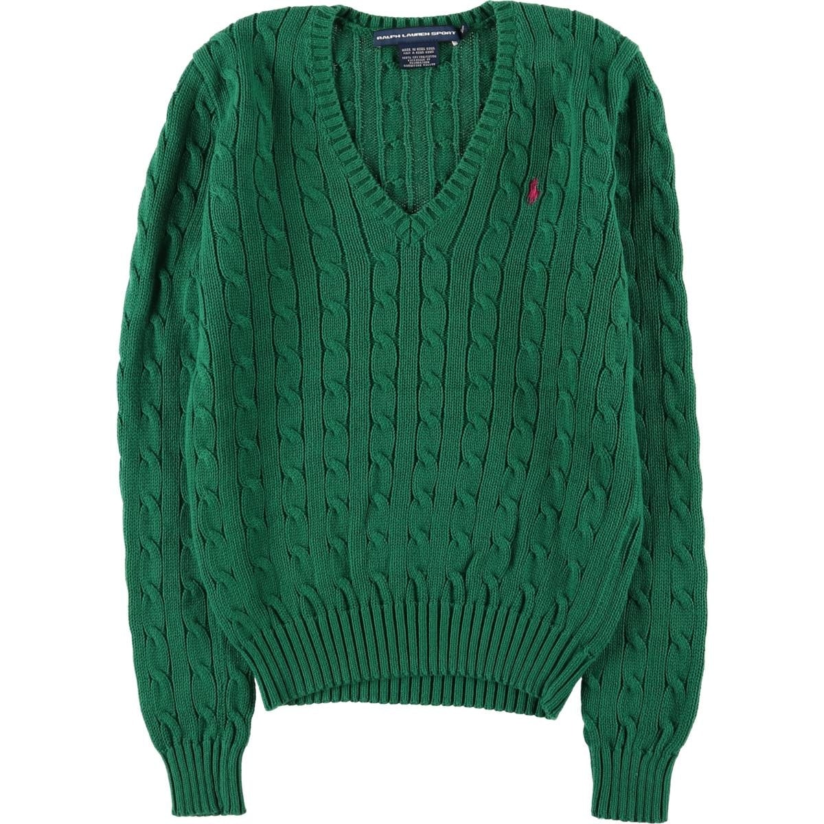 古着 ラルフローレン Ralph Lauren RALPH LAUREN SPORT ケーブル編み Vネック コットンニットセーター レディースS相当/eaa583148