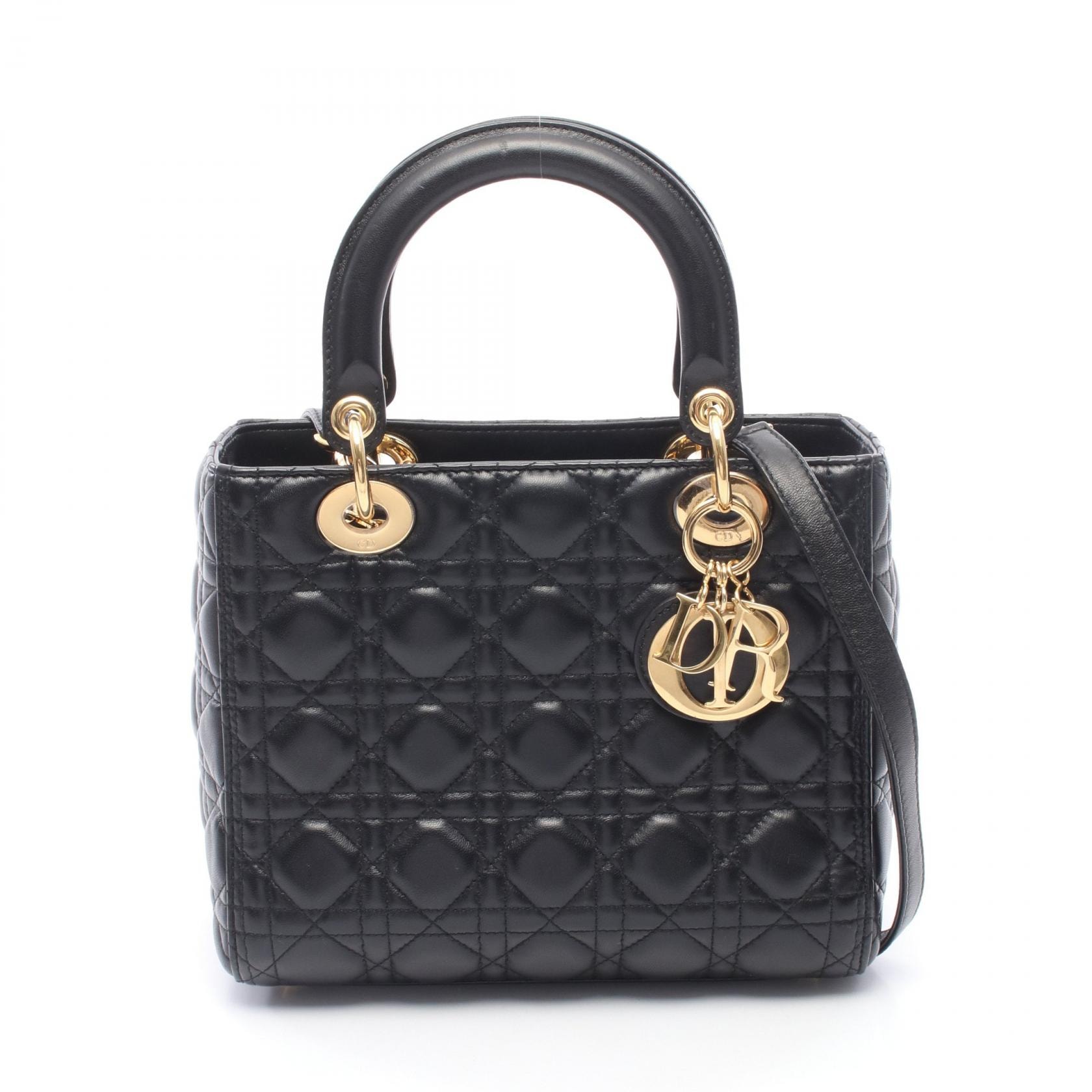 ディオール Dior LADY DIOR レディディオール 2WAY ハンドバッグ バッグ レザー レディース ブラック系 【中古】