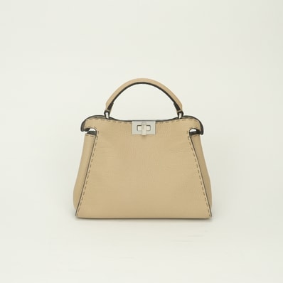 フェンディ FENDI ピーカブー エッセンシャリー セレリア バッグ トートバッグ ショルダーバッグ レザー ベージュ Beige シルバー金具 2way ハンドバッグ