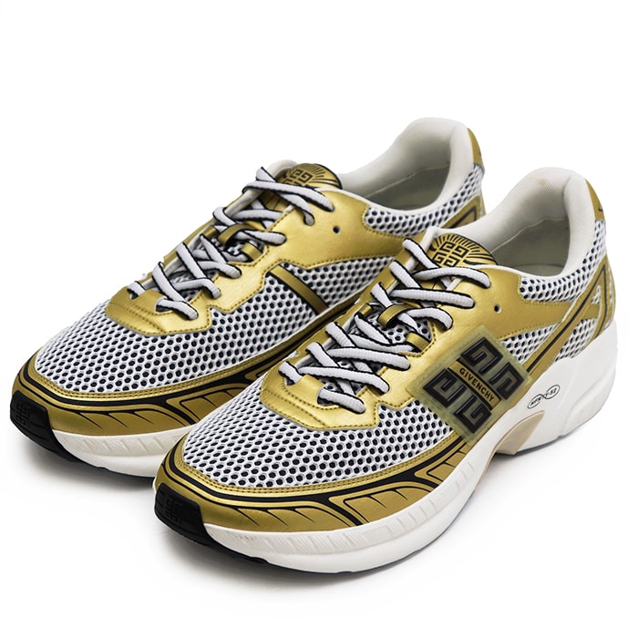 GIVENCHY ジバンシィ NFNTY-52 スニーカー サイズ 43 メンズ 4Gロゴ ローカット メタリック メッシュ ダッドスニーカー シューズ 靴 ゴールド 金色
