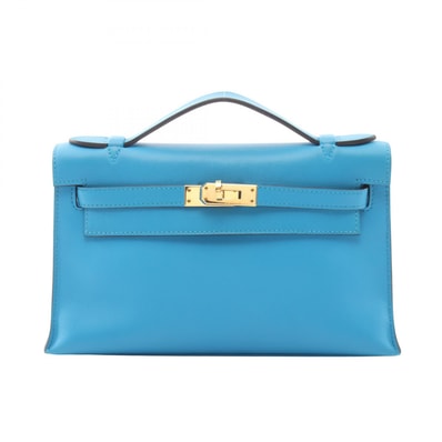 エルメス HERMES ポシェットケリー ミニ ハンドバッグ バッグ レザー ヴォースイフト ヴォースイフト ブルーフリーダ X刻印(2016年製造) レディース ブルー系 【中古】