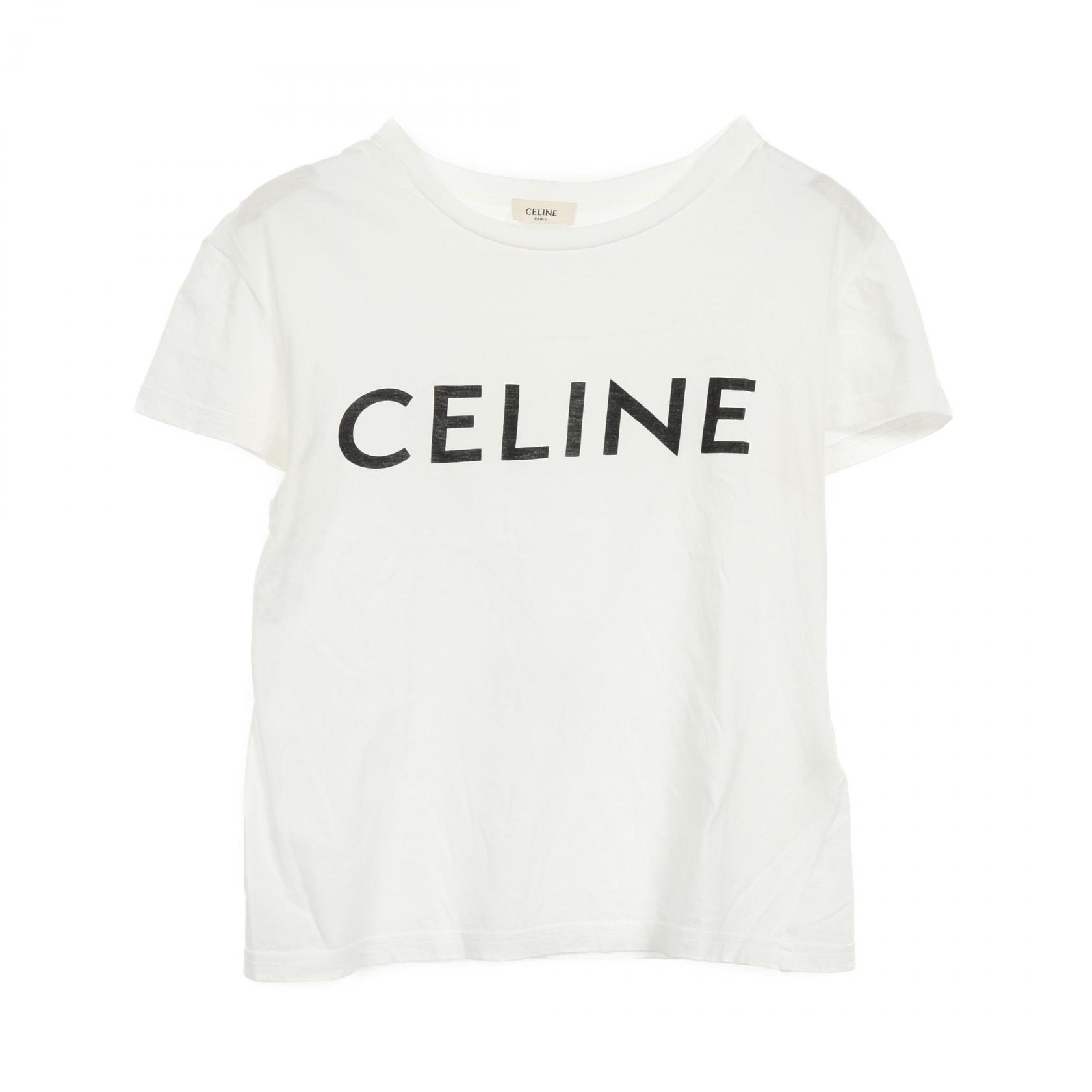 セリーヌ CELINE ロゴ カットソー 衣料品 トップス コットン レディース ホワイト系 【中古】