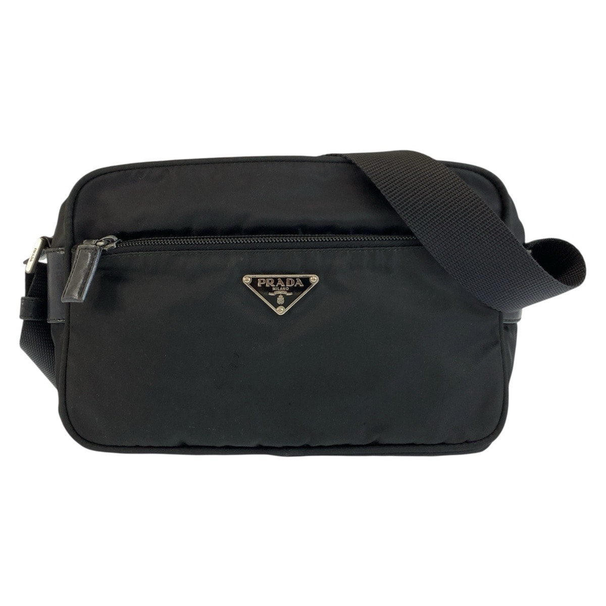 美品 PRADA プラダ テスート 三角ロゴプレート ブラック 黒 シルバー金具 ナイロン ショルダーバッグ カメラバッグ ポシェット 604269 【中古】