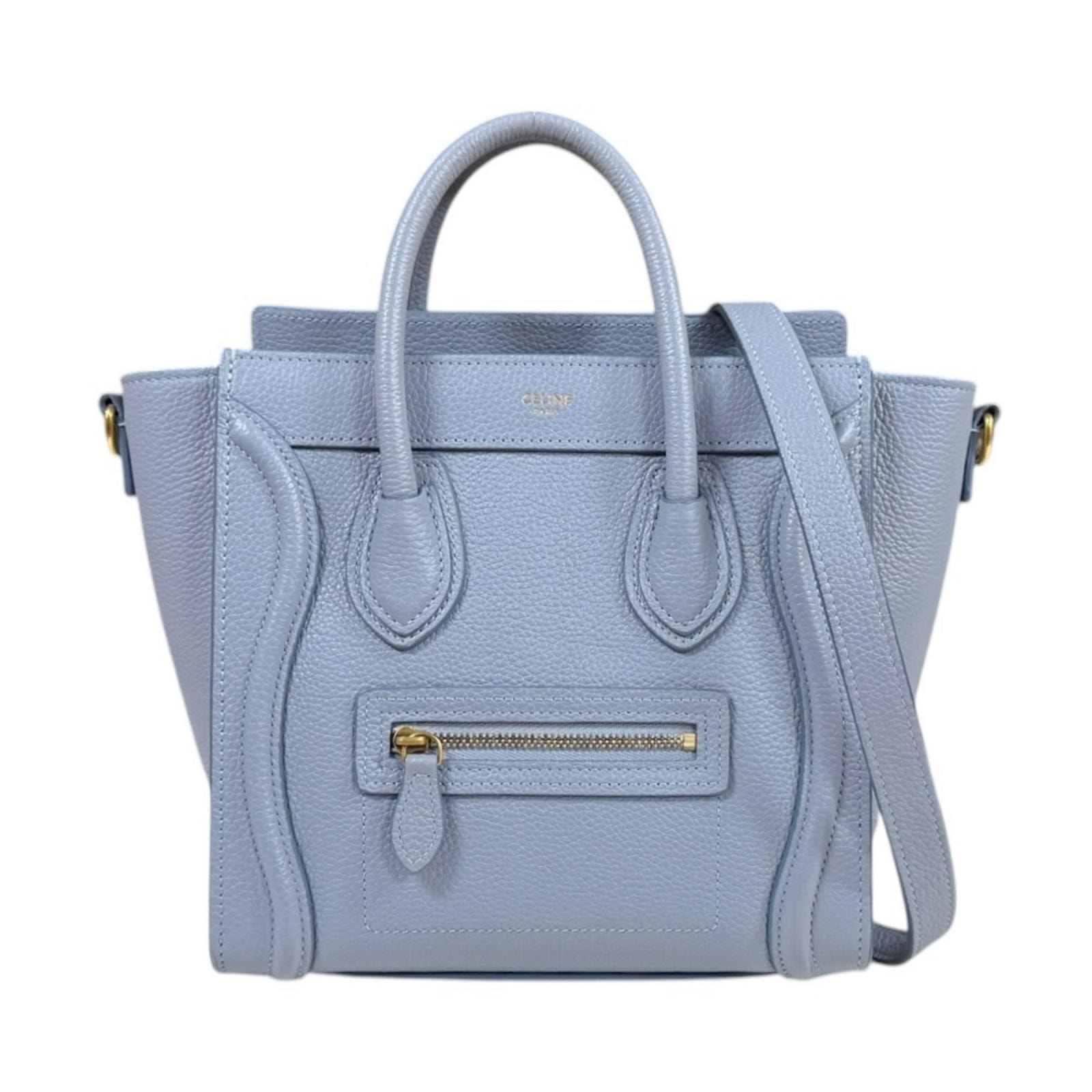 セリーヌ ラゲージ ナノショッパー ショルダーバッグ レザー 189243 アクア レディース CELINE  中古