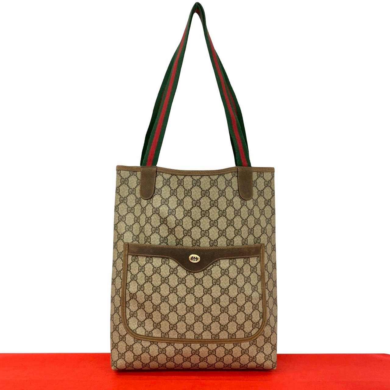 GUCCI グッチ シェリーライン GG ロゴ 金具 PVC レザー トートバッグ ブラウン
88824