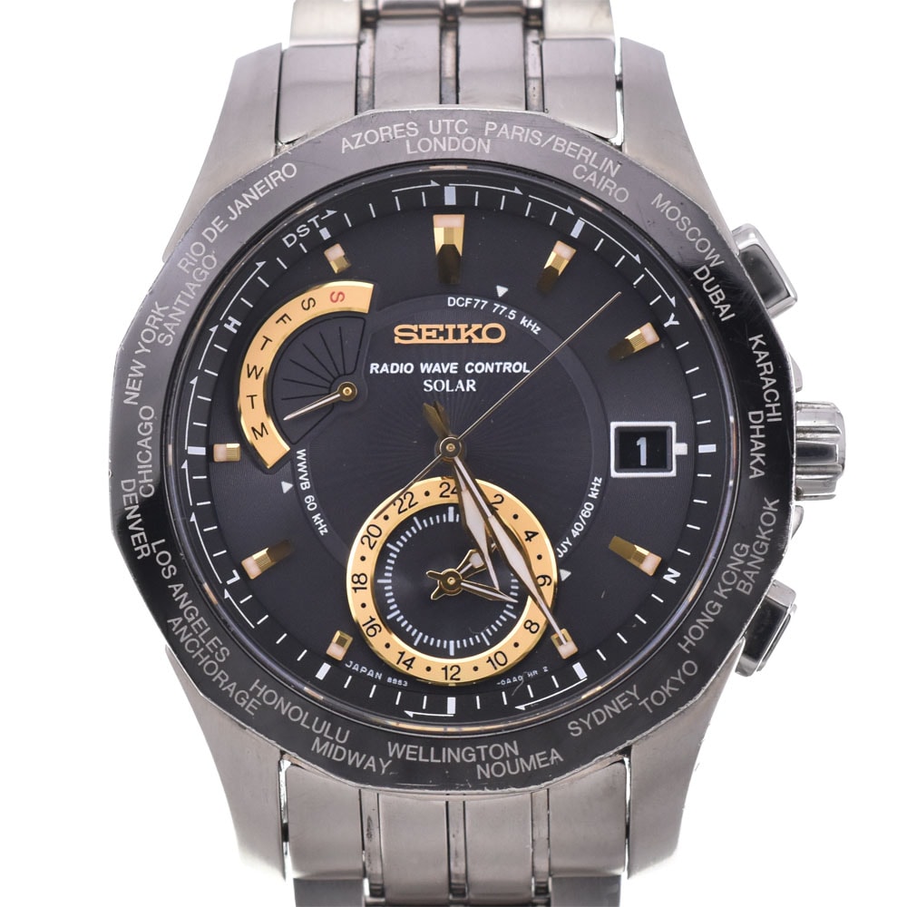 値下 セイコー SEIKO SAGA001/8B53-0AA1 ブライツ チタン ソーラー電波 メンズ 箱付き B#144174
