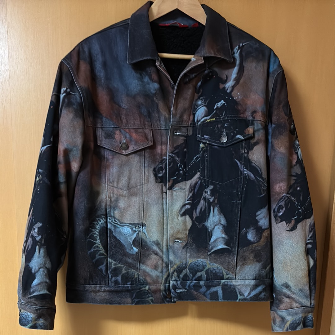 Supreme x Frank Frazetta Faux Shearling Lined Trucker Jacket "Multi"