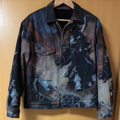 Supreme x Frank Frazetta Faux Shearling Lined Trucker Jacket "Multi"