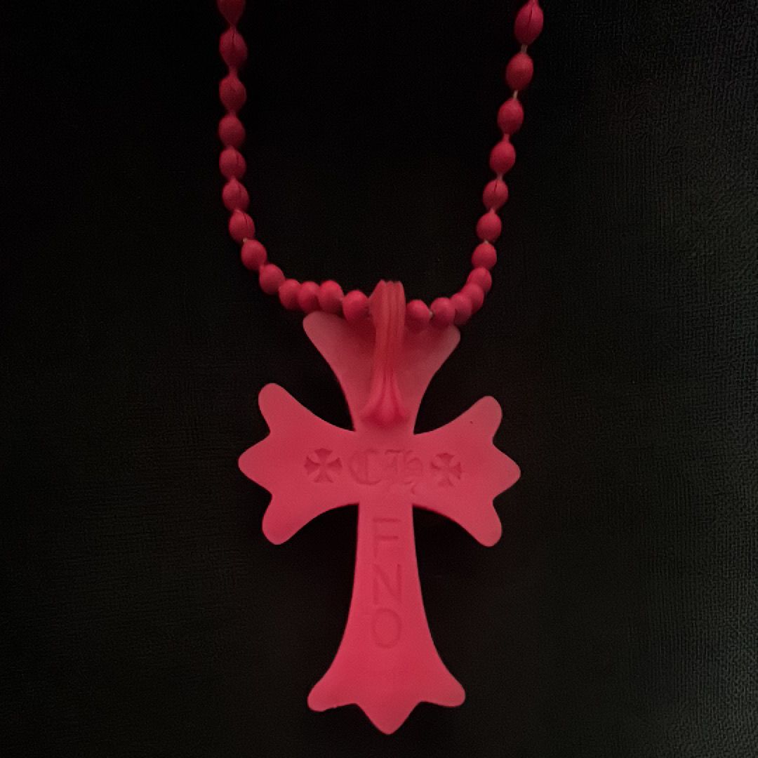 Chrome Hearts Rubber Small CH Cross Silicon Necklace FNO Limited "Pink"