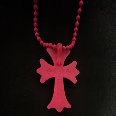 Chrome Hearts Rubber Small CH Cross Silicon Necklace FNO Limited "Pink"