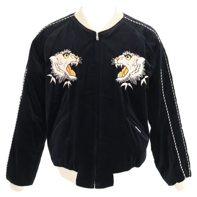 テーラー東洋 【美品】TT15392-119 Mid 1950s Style Velveteen Souvenir Jacket WHITE TIGER×EAGLE 別珍xナイロン スカジャン XL