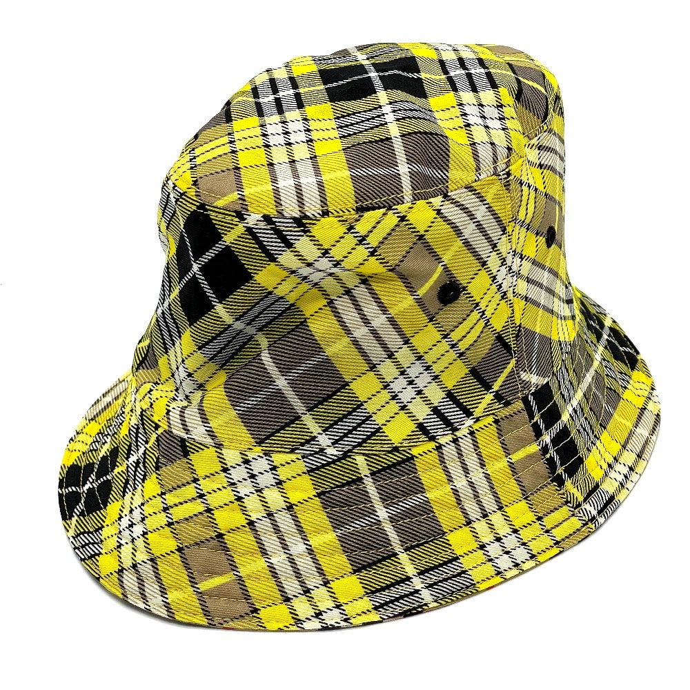 バーバリー BURBERRY リバーシブル 8036994 ヴィンテージチェック バケットハット 帽子 ウール イエロー×ブラウン 美品