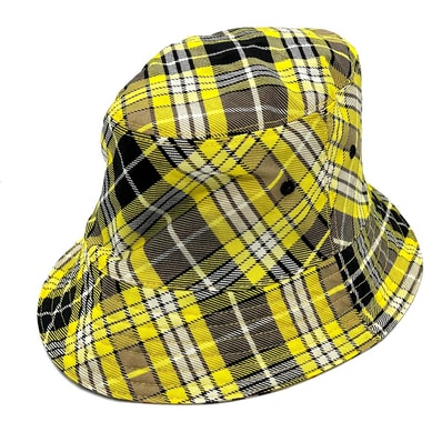 バーバリー BURBERRY リバーシブル 8036994 ヴィンテージチェック バケットハット 帽子 ウール イエロー×ブラウン 美品