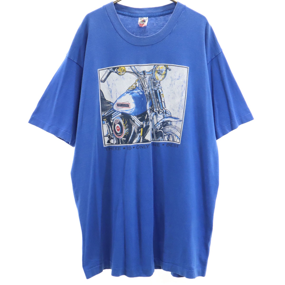 FRUIT OF THE LOOM フルーツオブザルーム 90s USA製 オールド バイク プリント 半袖 Tシャツ XL ブルー シングルステッチ