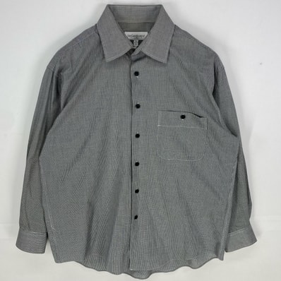 古着 イヴ・サンローラン YVES SAINT LAURENT 長袖シャツ 千鳥柄 胸ポケット ロングスリーブ 16 ブラック系 メンズ