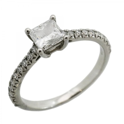 ★SALE【6jeb0822】ティファニー リング ノヴォ/スクエアカット Pt950 プラチナ ダイヤモンド 0.50ct 9号【中古】レディース