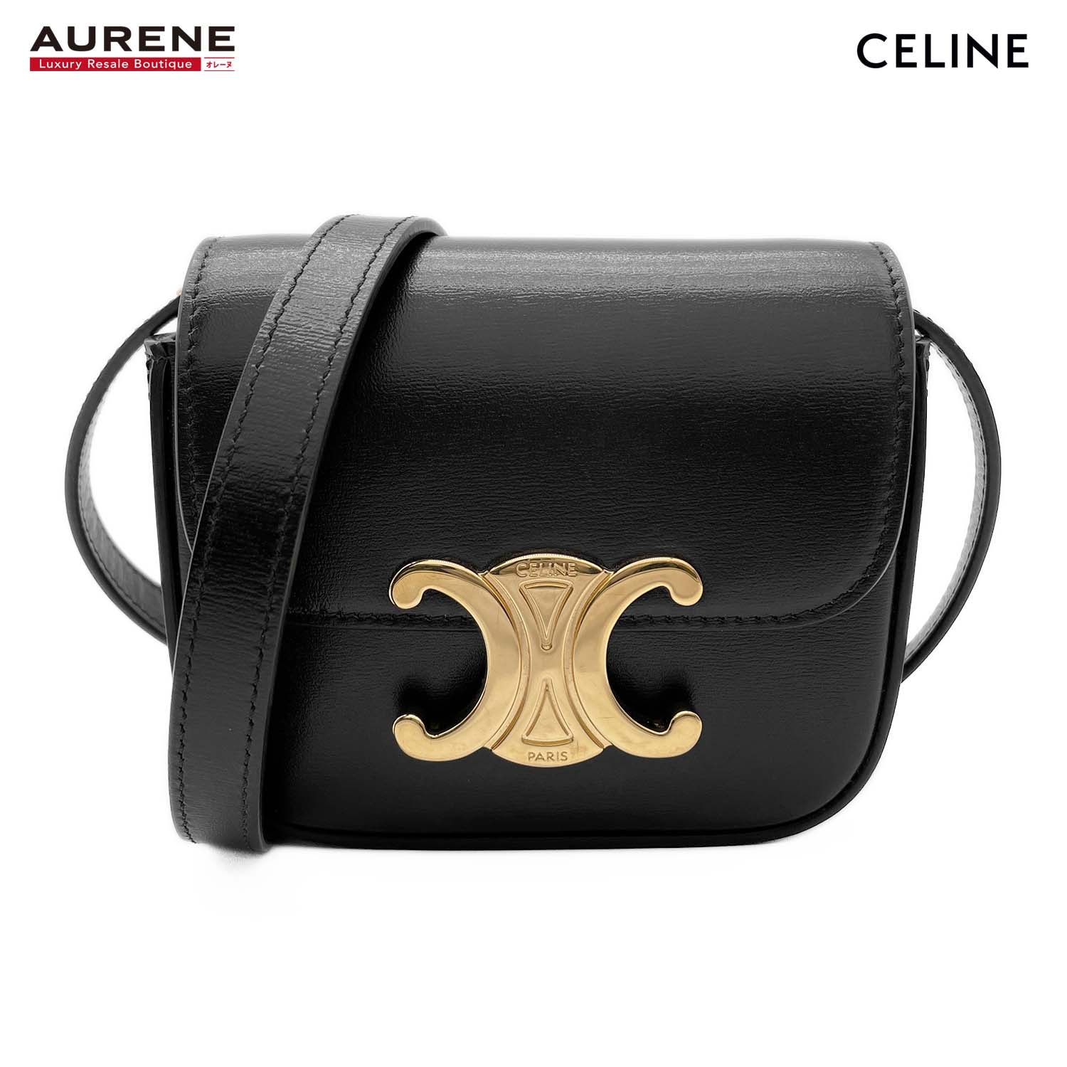 CELINE セリーヌ ショルダーバッグ トリオンフ ミニクロード レザー ブラック レディース
【中古】