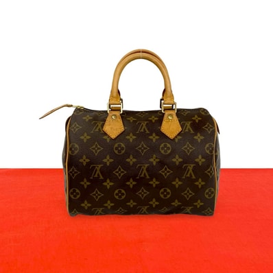 LOUIS VUITTON ルイヴィトン スピーディ 25 モノグラム レザー PVC ハンドバッグ ブラウン
151-5