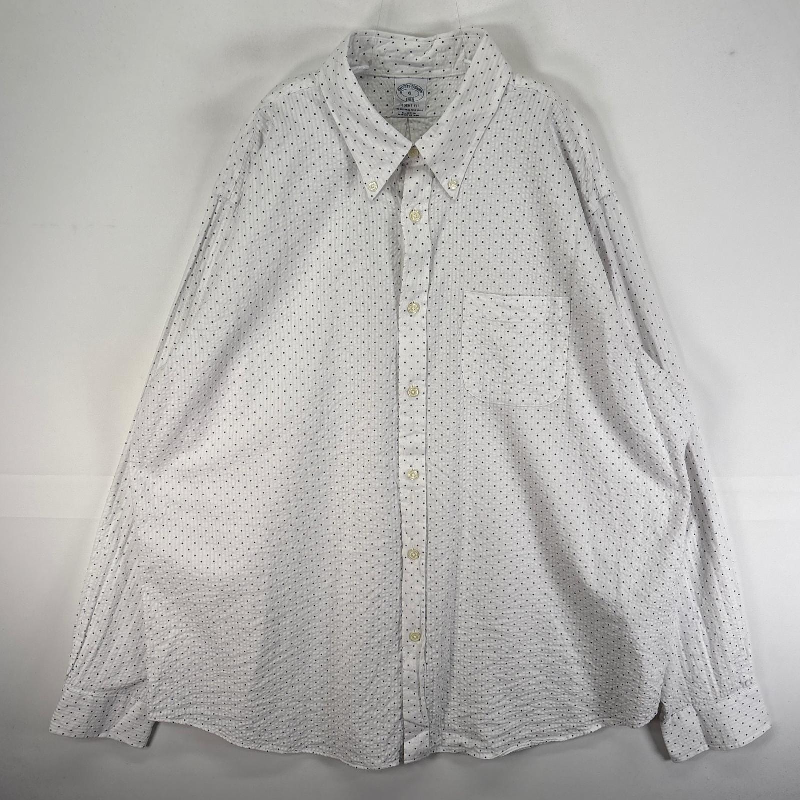 古着 ブルックスブラザーズ Brooks Brothers 長袖シャツ ボタンダウン シアサッカー XL  ホワイト系 ドット メンズ
