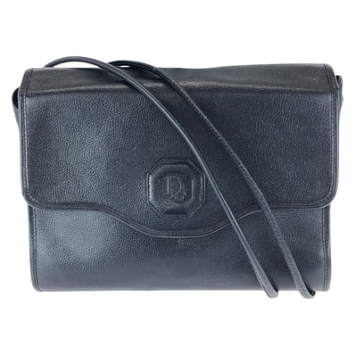 Christian Dior クリスチャンディオール ヴィンテージ トロッター ネイビー ゴールド金具 レザー ショルダーバッグ 603166 【中古】