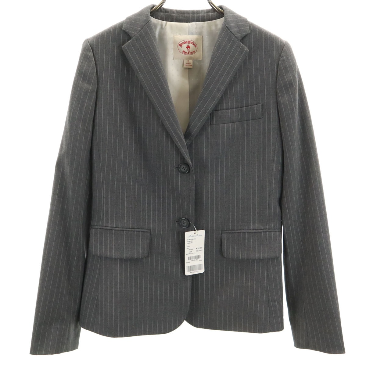 未使用 Brooks Brothers Red Fleece ブルックスブラザーズ レッドフリース スロライプ柄 テーラードジャケット 2 グレー