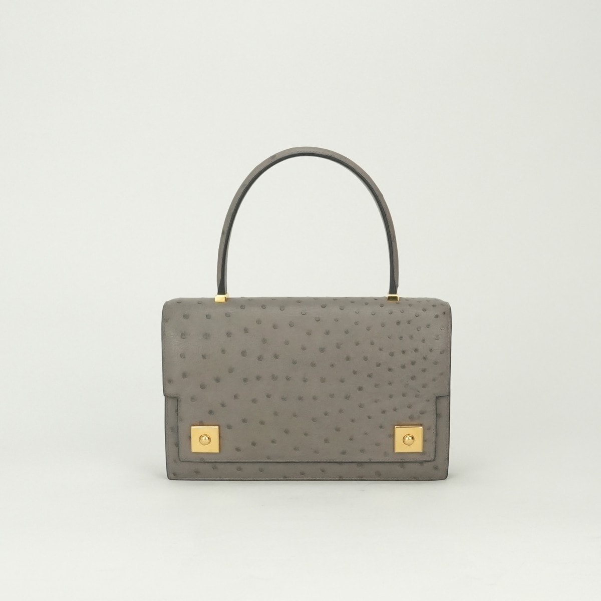 エルメス HERMES ピアノ ピアノ 25 バッグ トートバッグ オーストリッチ ムース Mousse グレー Gray ゴールド金具 ハンドバッグ ヴィンテージ エキゾチック