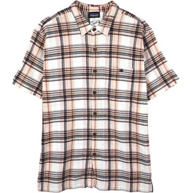 古着 パタゴニア Patagonia 52921SP15 楊柳クレープ 半袖 コットン チェックシャツ ボックスシャツ メンズM相当/eaa660979