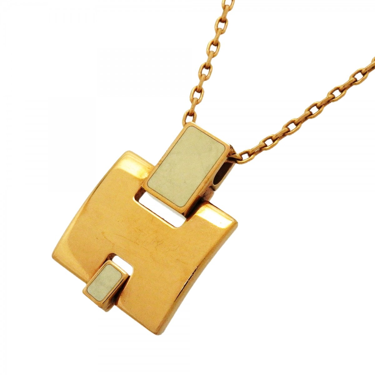 ★SALE【6jcb0702】エルメス ネックレス アイリーン GPメッキ ゴールド クリーム【中古】レディース