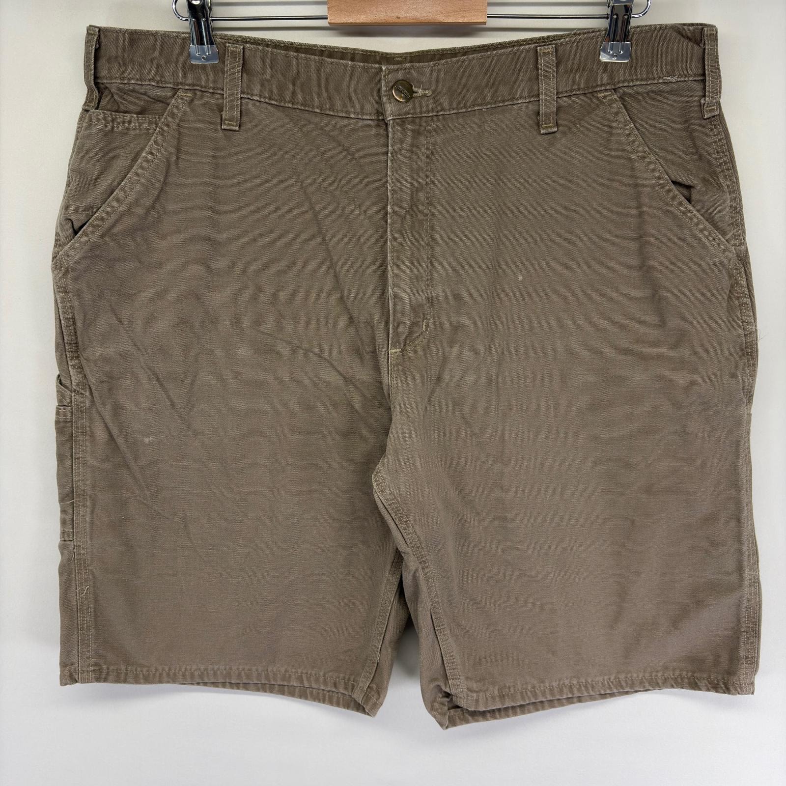 古着 カーハート Carhartt ダック パンツ ペインター ハーフ ワーク ワンポイントロゴ ジッパーフライ w38  グレー系 メンズ