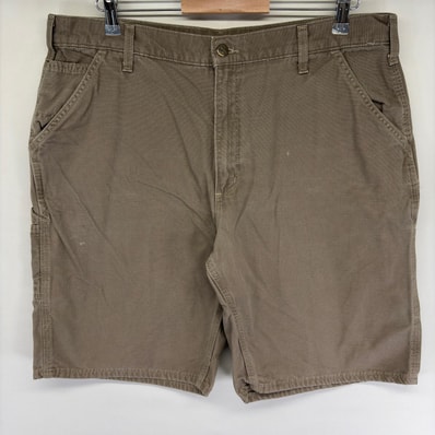 古着 カーハート Carhartt ダック パンツ ペインター ハーフ ワーク ワンポイントロゴ ジッパーフライ w38 グレー系 メンズ