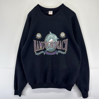 古着 90's/90年代 フルーツオブザルーム FRUIT OF THE LOOM スウェット プルオーバー プリント ラグラン ブラック系 無地 メンズ