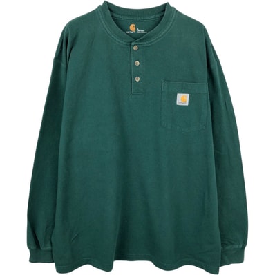 古着 カーハート Carhartt ヘンリーネック 無地ポケットロングTシャツ ロンT メンズL相当/eaa653225