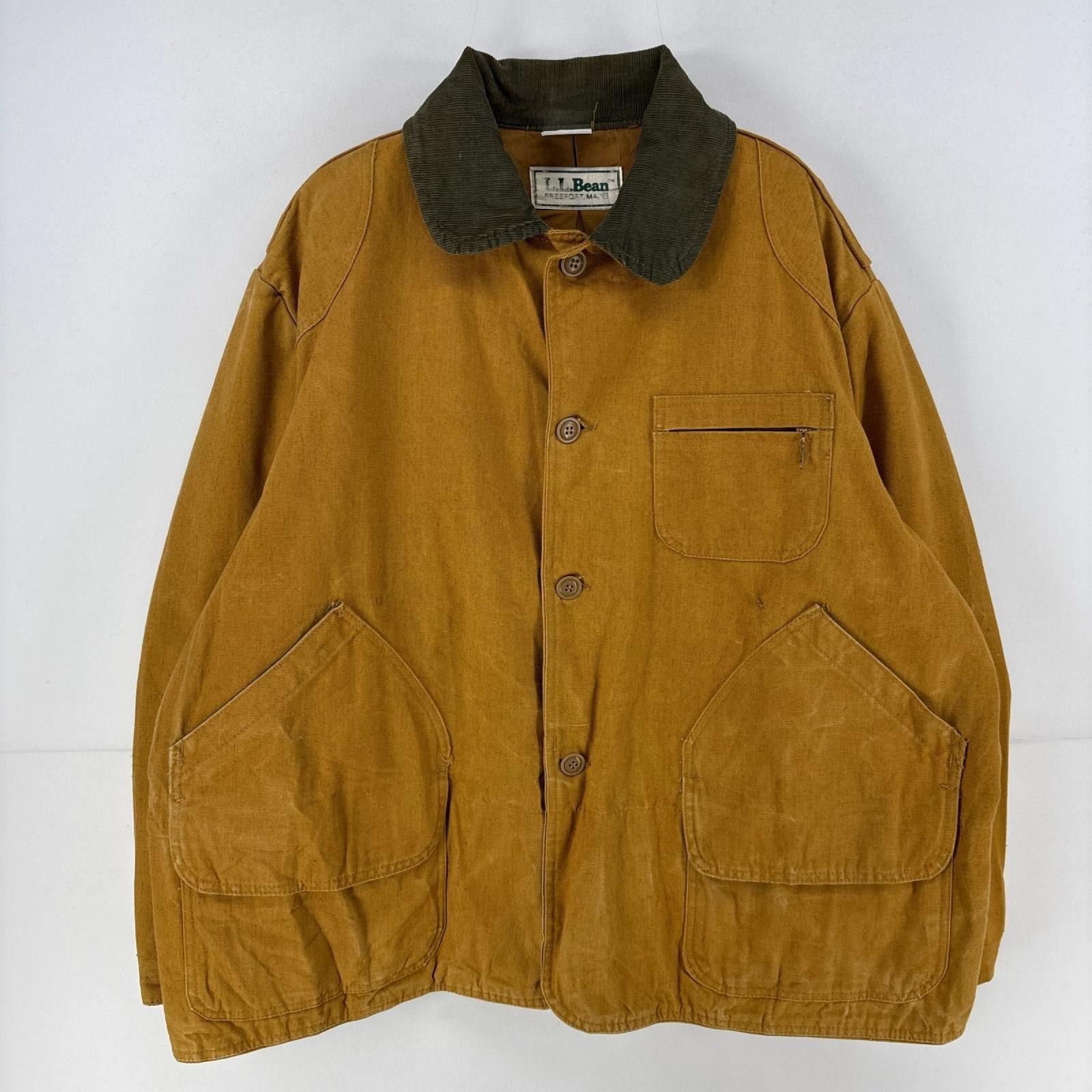 古着 80's/80年代 エルエルビーン L.L.Bean ダック ジャケット 胸ポケット ダックハンティング フルボタン ブラウン 無地 メンズ
