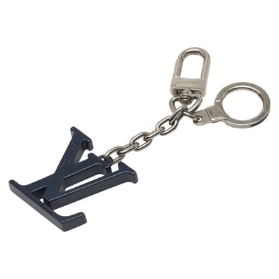 ルイ ヴィトン ポルトクレ イニシャルキーホルダー チャーム バッグチャーム M66839 シルバー ネイビー メタル レディース LOUIS VUITTON 【中古】