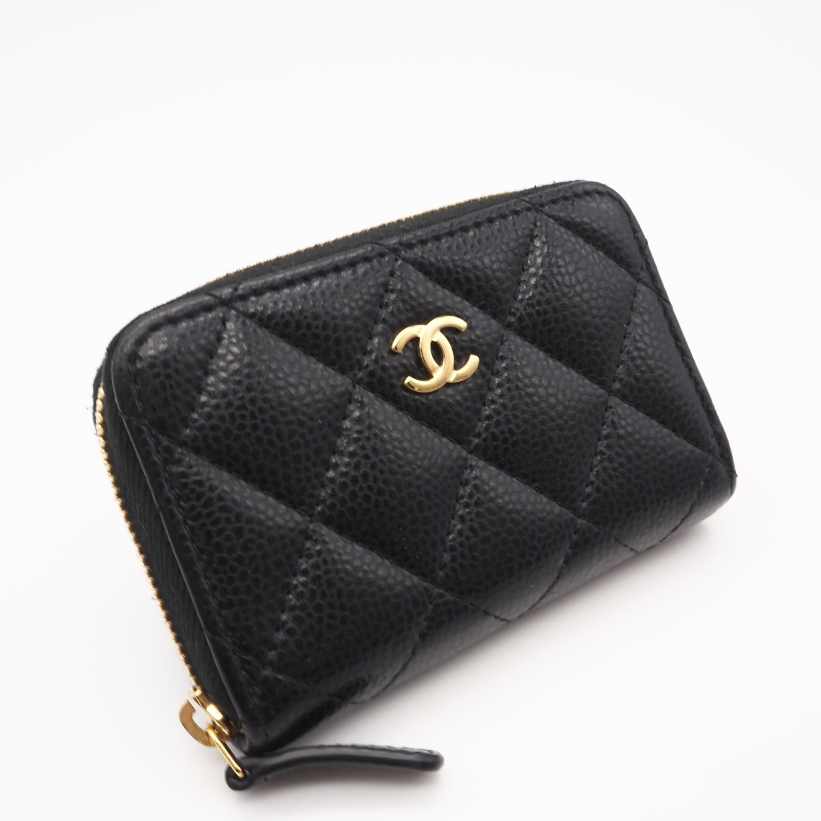 美品 CHANEL シャネル キャビアスキン クラシック ジップ コインパース AP0216 コインケース ブラック キャビアスキン レディース