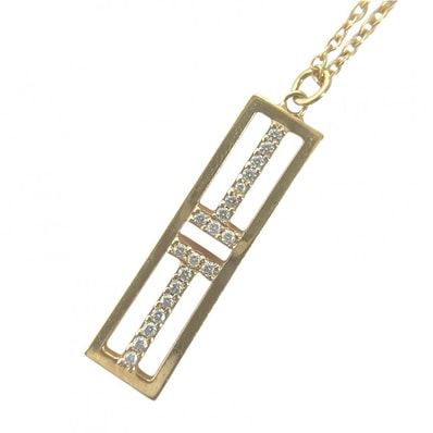 TIFFANY&Co. ティファニー ネックレス T トゥー オープン バーティカル バー ペンダント ジュエリー アクセサリー アジャスター付き 18金YG Au750 K18イエローゴールド ダイヤモンド レディース 約4.2g【中古品】