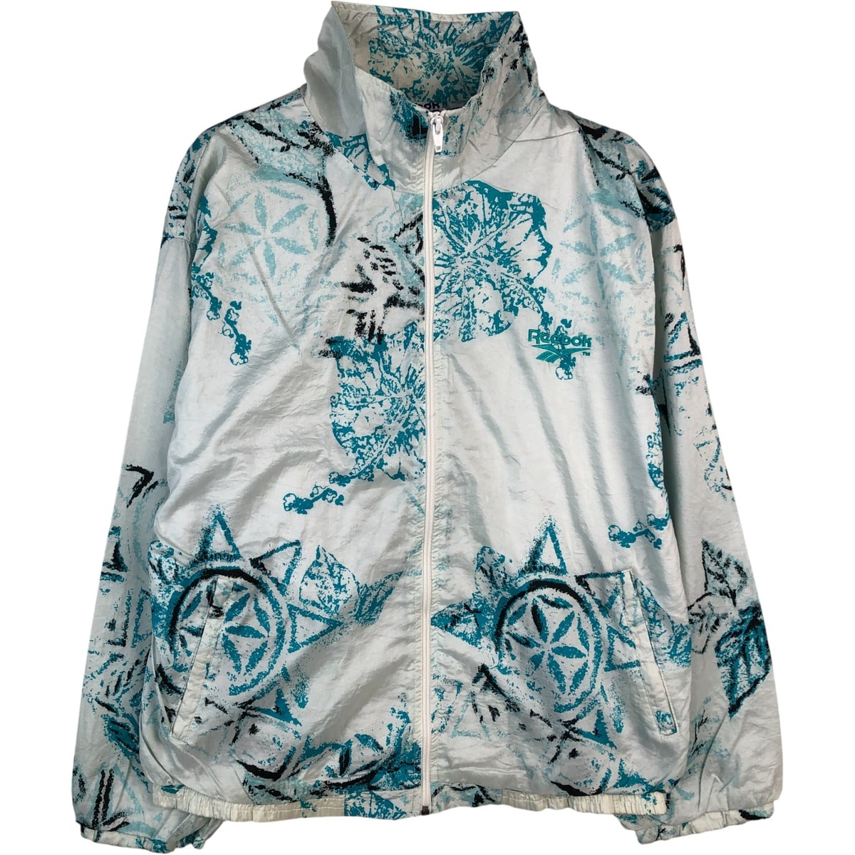 古着 90年代 リーボック Reebok 総柄 ナイロンジャケット メンズM相当 ヴィンテージ/eaa608867