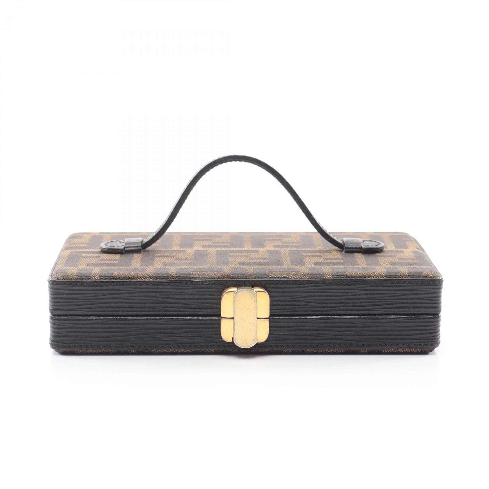 フェンディ FENDI ズッカ ハンドバッグ バッグ キャンバス レザー レディース ブラウン系 / ブラック系 【中古】