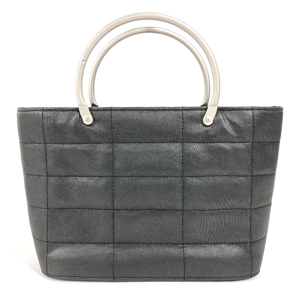 シャネル CHANEL メタルハンドル チョコバー カバン トートバッグ ハンドバッグ ナイロン グレー