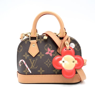 LOUIS VUITTON(ルイ・ヴィトン)モノグラム キャンディ・ファクトリー ナノ・アルマ ハンドバッグ ショルダーバッグ 2WAY ミニバッグ ブラウン PVC レザー フラワーチャーム付き ゴールド金具 レディース【中古】