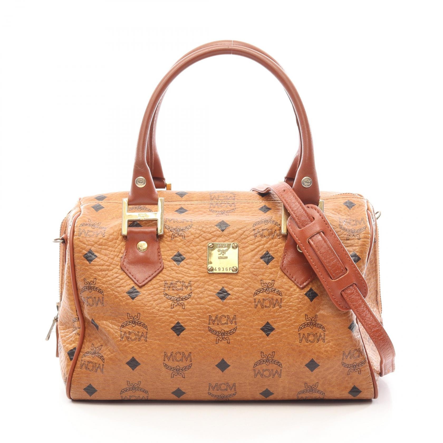 エム・シー・エム MCM ヴィセトス 2WAY ハンドバッグ バッグ PVCコーティングキャンバス レザー レディース ブラウン系 【中古】