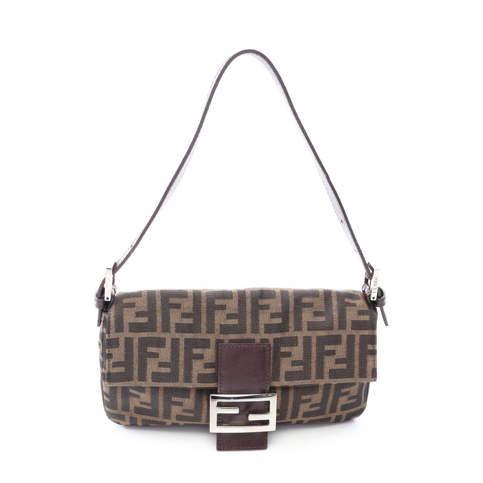 フェンディ FENDI マンマバケット ズッカ ハンドバッグ バッグ キャンバス レザー レディース ブラウン系 / ブラック系 26424 【中古】