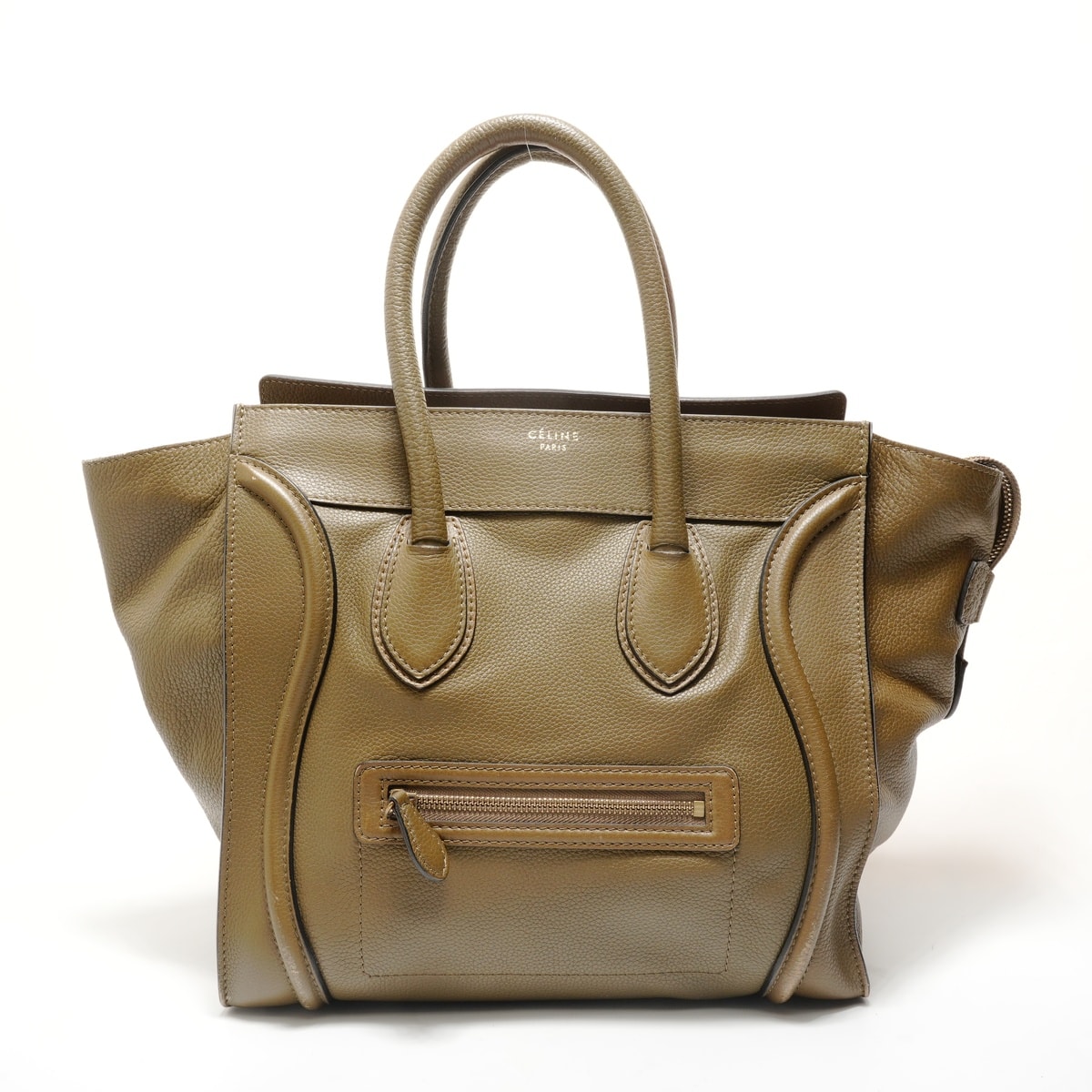 セリーヌ CELINE ラゲージ カーキ ハンドバッグ【中古】