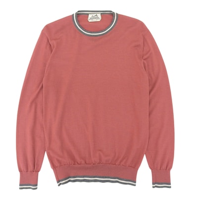 美品 エルメス ロングスリーブ ニット ピンク系 メンズ S