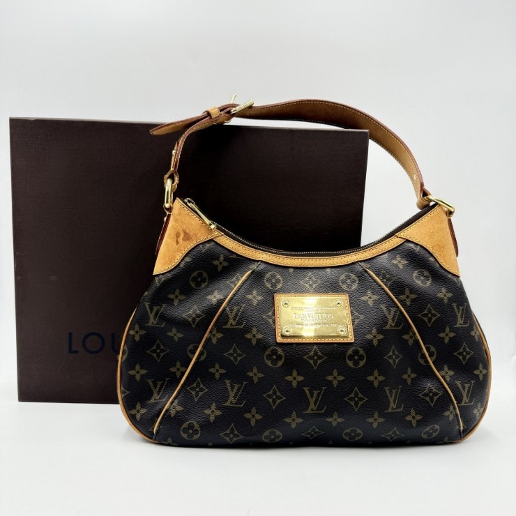 LOUIS VUITTON(ルイ・ヴィトン)テムズGM モノグラム ショルダーバッグ ブラウン PVC レザー ゴールド レディース【中古】