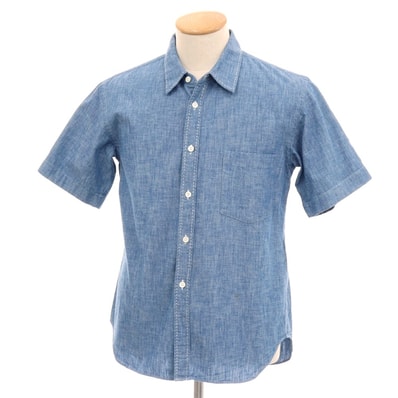 【中古】コムデギャルソン オムドゥ COMME des GARCONS HOMME DEUX 2015年春夏 コットン シャンブレー レギュラーカラー 半袖シャツ ブルー【サイズXS】【メンズ】