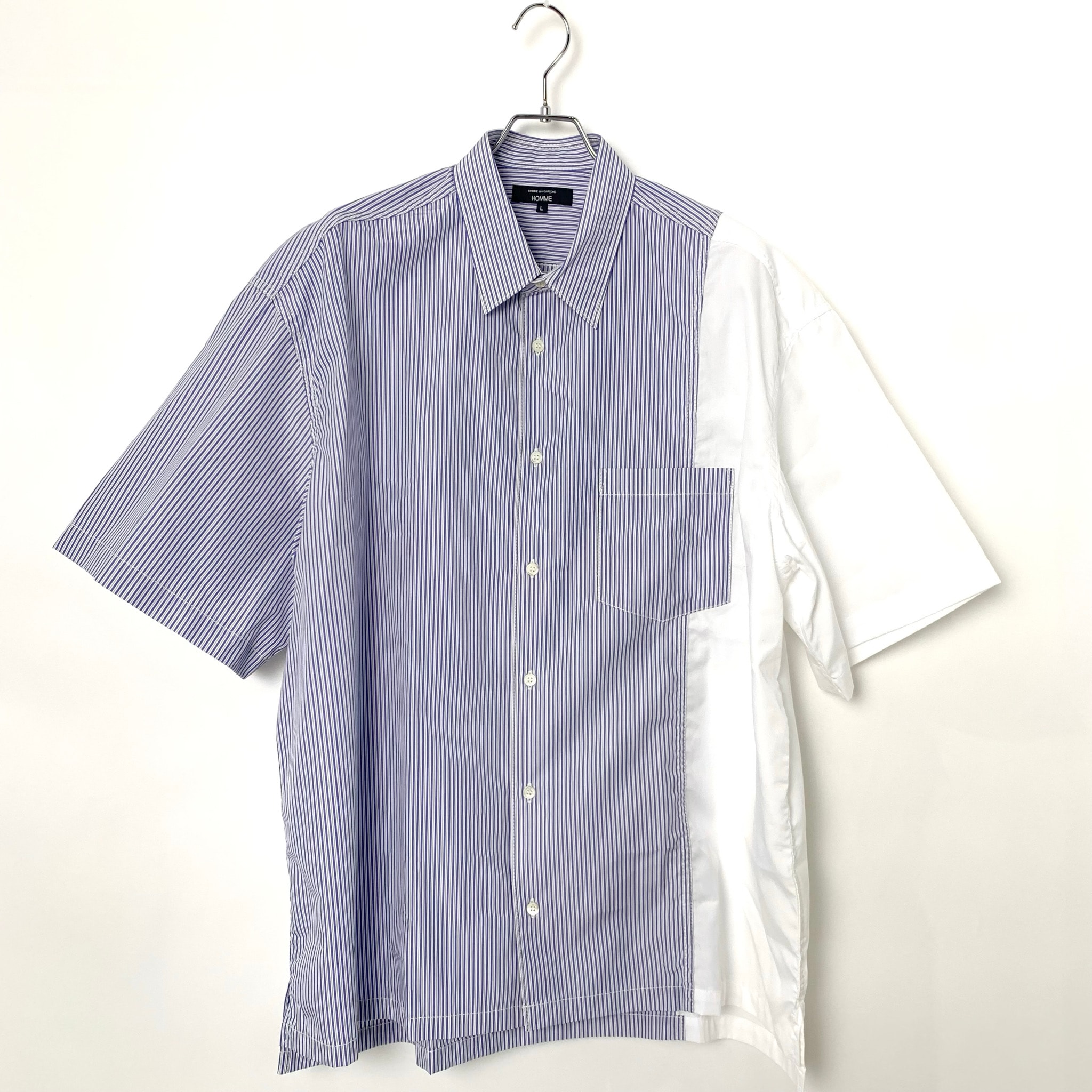 COMME des GARCONS HOMME MIX STRIPE S/S SHIRT Blue