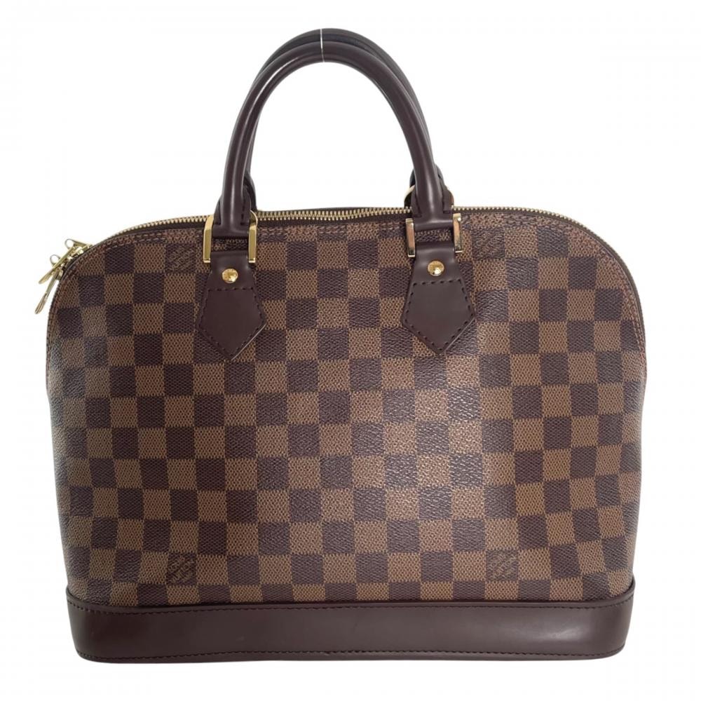 LOUIS VUITTON ルイヴィトン ハンドバッグ ダミエ・エベヌ アルマ N51131 PVCコーティングキャンバス  レザー   ブラウン 茶 ゴールド金具 レディース【中古品】