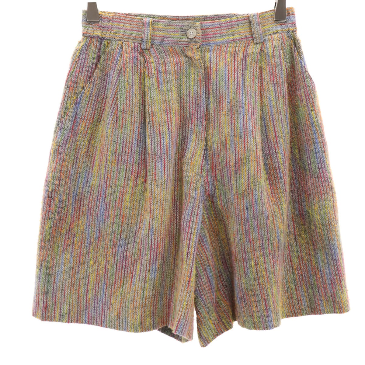 KENZO GOLF ケンゾーゴルフ 90s 日本製 ウールブレンド オールド ストライプ柄 ゴルフ ニット ショートパンツ 1 グレー系